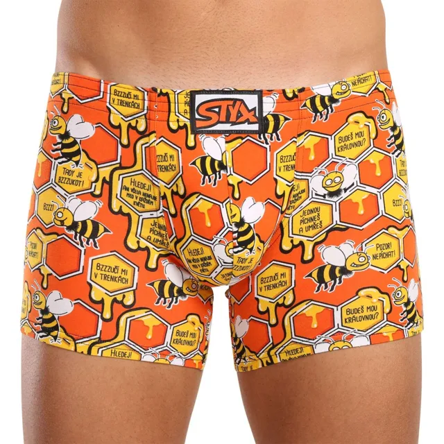 Styx Pánské boxerky long art klasická guma včelky (F1654) L