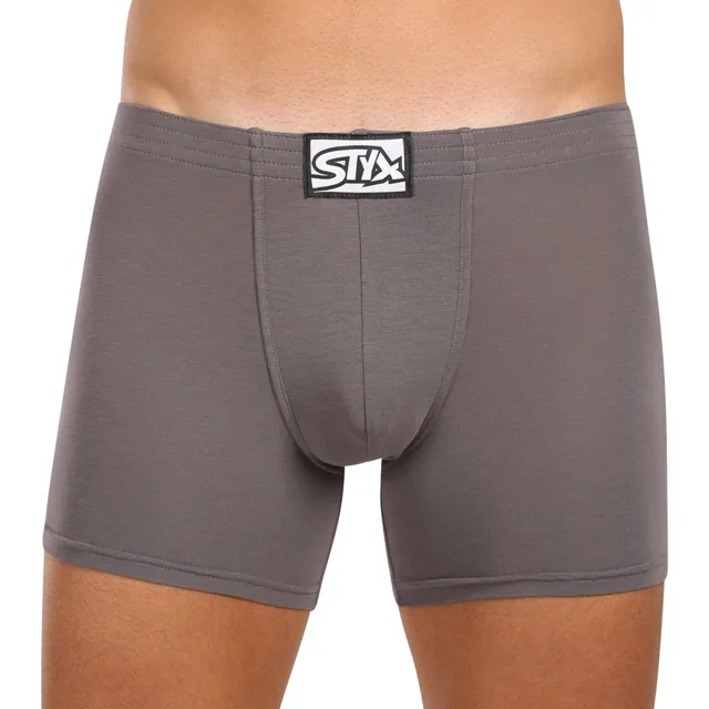 Styx Pánské boxerky long klasická guma tmavě šedé (F1063) L