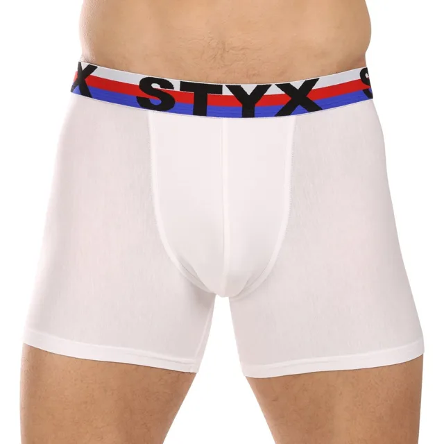 Styx Pánské boxerky long sportovní guma bílé trikolóra (U2061) XXL