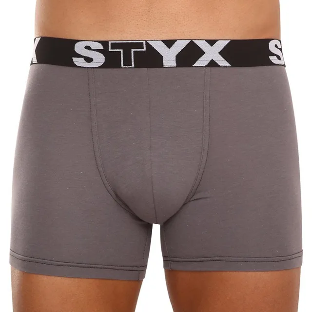 Styx Pánské boxerky long sportovní guma tmavě šedé (U1063) L