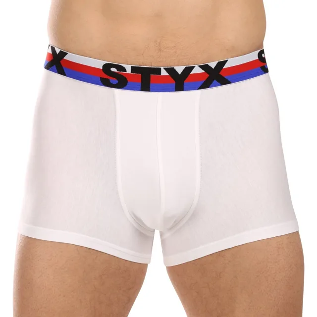 Styx Pánské boxerky sportovní guma bílé trikolóra (G2061) XL
