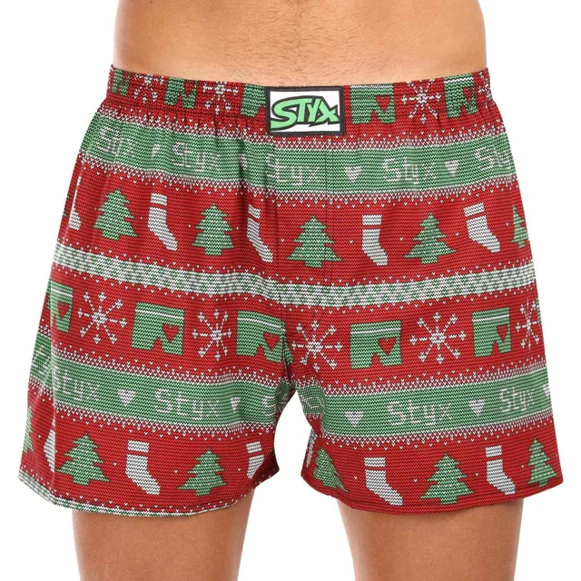 Styx Pánské trenky art klasická guma nadrozměr Vánoce pletené (E1658) 5XL