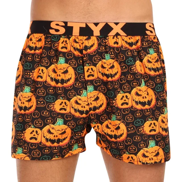 Styx Pánské trenky art sportovní guma Halloween dýně (B1755) L