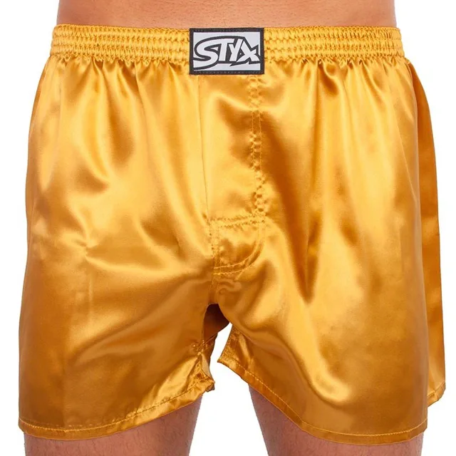 Styx Pánské trenky klasická guma saténové zlaté (C685) M