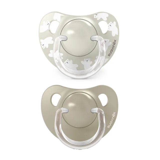 Suavinex Dudlík anatomický silikonový WILD 6-18m 2 ks krémový
