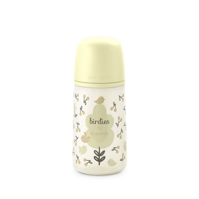 Suavinex Kojenecká láhev BIRDIES M 270 ml 1 ks žlutá