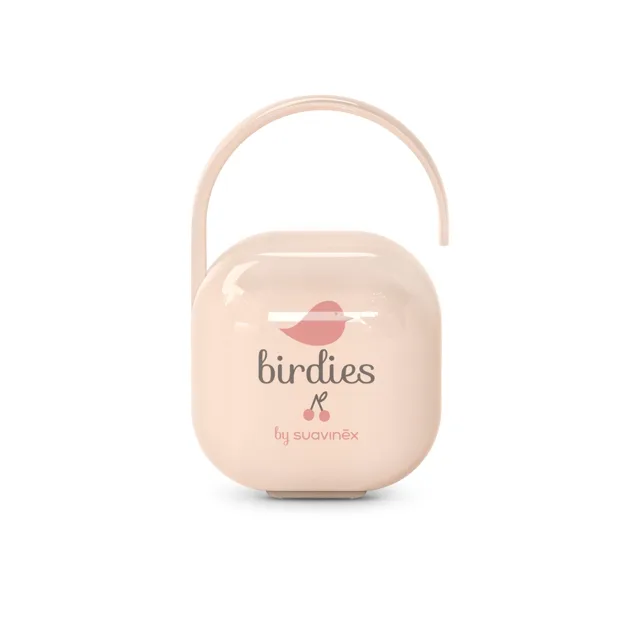 Suavinex Krabička na dudlík BIRDIES 1 ks růžová