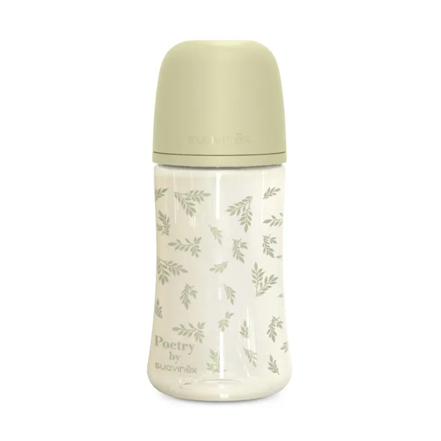 Suavinex Poetry Kojenecká láhev fyziologický průtok M 3m+ 270 ml 1 ks zelená