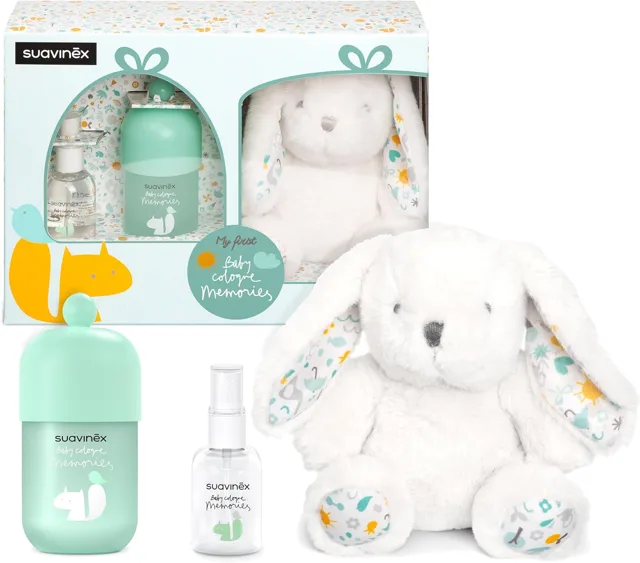 suavinex Suavinex, dárkový koš pro miminka, dětská kolínská voda Memories 100 ml + cestovní balení 50 ml + plyšová hračka pro miminka-poškozená krabice