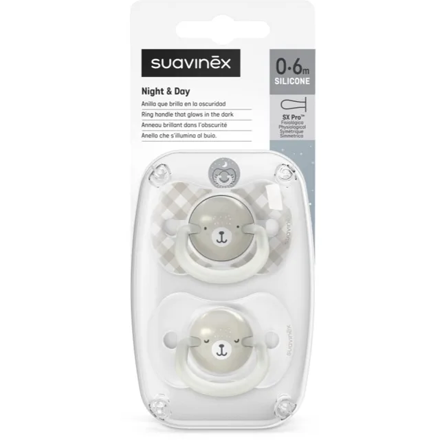 Suavinex Wild & Free Night & Day dudlík Grey 2 ks