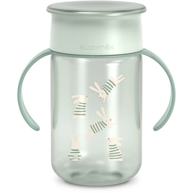 Suavinex Wonderland 360° Trainer Cup tréninkový hrnek s držadly 12 m+ Green 340 ml