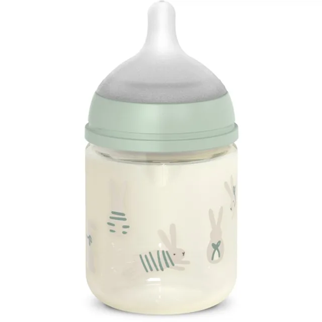 Suavinex Wonderland SX Pro Physiological Anti-Colic Glass skleněná kojenecká láhev +0 SF Green Bunny 120 ml