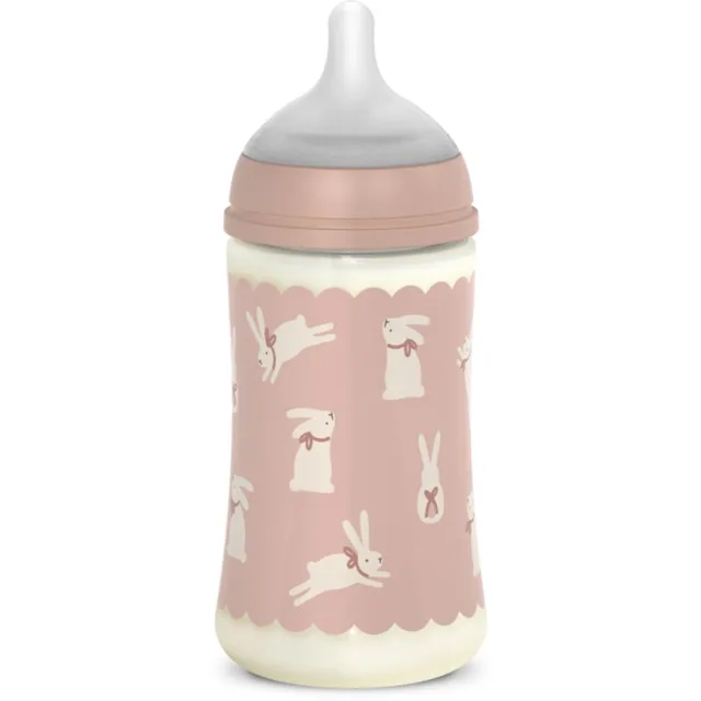 Suavinex Wonderland SX Pro Physiological Anti-Colic kojenecká láhev M Medium Flow 3 m+ Pink Bunny 270 ml