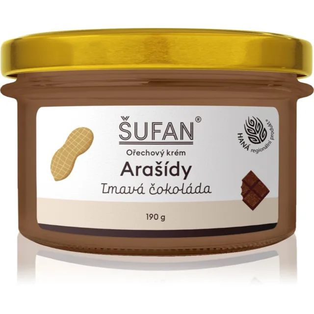 Šufan Arašídy 100 % tmavá čokoláda ořechová pomazánka s čokoládou 190 g