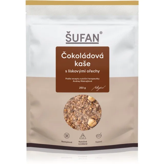 Šufan Čokoládová kaše s lískovými ořechy bezlepková kaše s ořechy 250 g