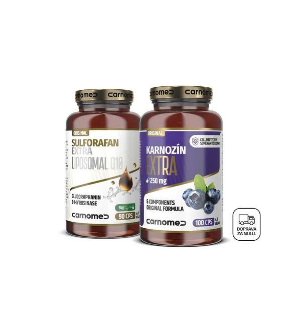 Sulforafan EXTRA Liposomal Q10 90cps + Karnozín EXTRA Pure&Strong 250 mg 100 cps