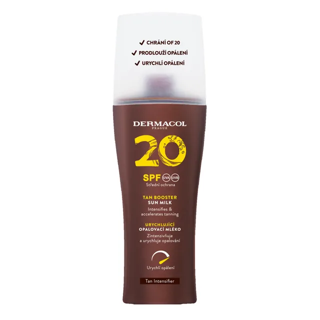 SUN Mléko urychlující opálení SPF 20 rozprašovač Dermacol - Oficiální e-shop Dermacol