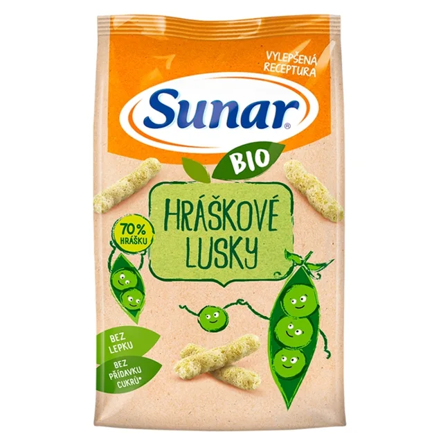 SUNAR Dětské křupky hráškové lusky BIO 45 g
