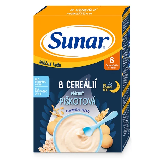 SUNAR Mléčná kaše 8 cerealií piškot na dobrou noc 8m+ 210 g