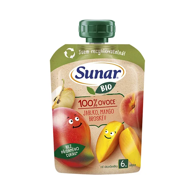SUNAR Ovocná kapsička jablko mango broskev 6m+ BIO 100 g