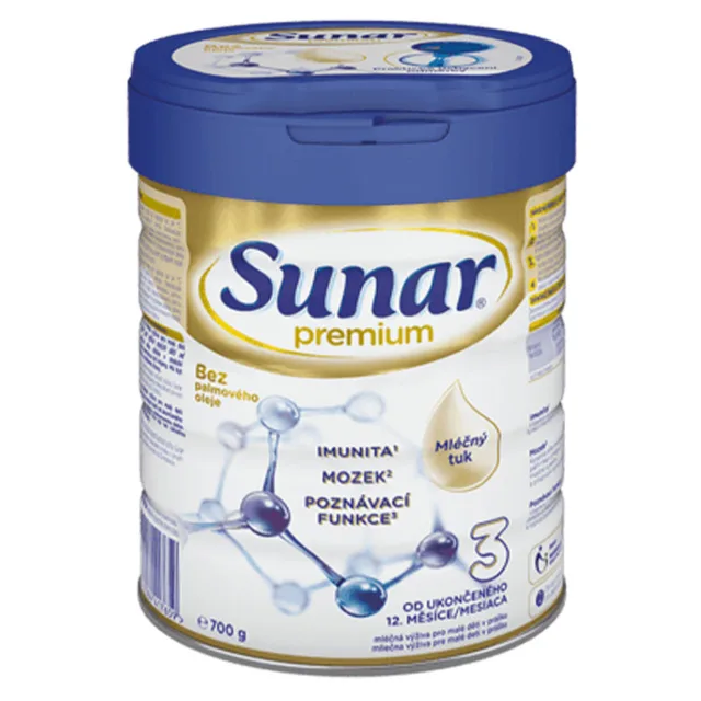 SUNAR Premium 3 batolecí mléko od ukončeného 12. měsíce 700 g