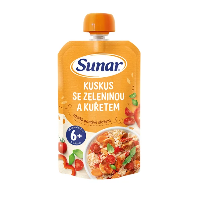 Sunar Příkrm Kuskus se zeleninou a kuřetem 6m+ kapsička 120 g