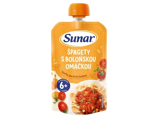 Sunar příkrm špagety s boloňskou omáčkou 6m+, 120 g