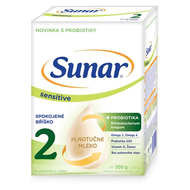SUNAR Sensitive 2 pokračovací kojenecké mléko 6m+ 500 g