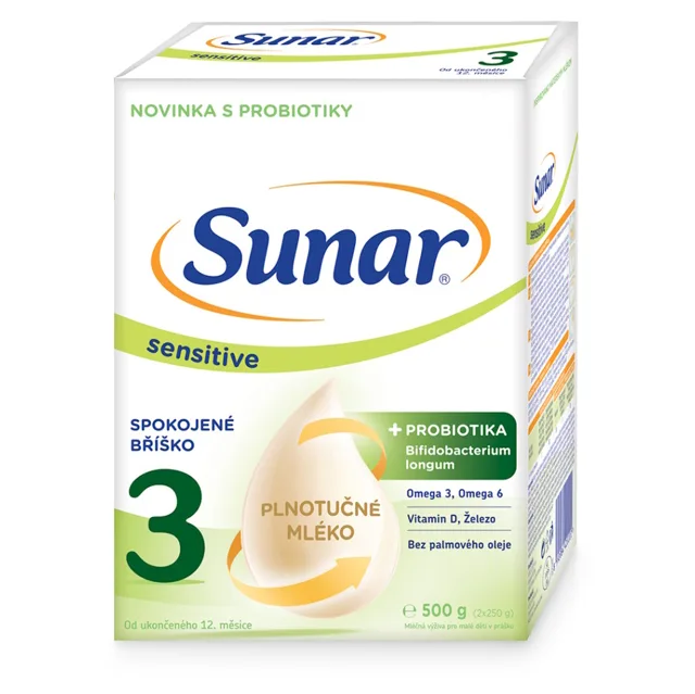 SUNAR Sensitive 3 pokračovací kojenecké mléko 12m+ 500 g