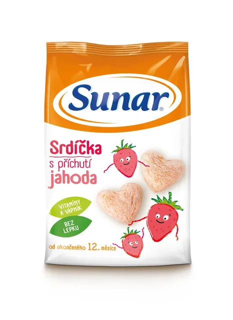 SUNÁREK Dětský snack jahodová srdíčka 50 g