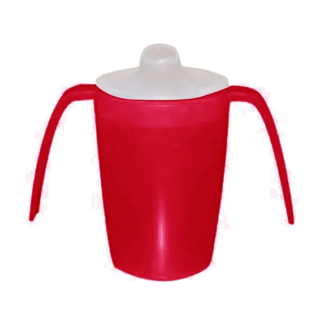 SUNDO Hrnek se dvěma uchy, víčko na pití a řídké pokrmy, 220 ml, červená