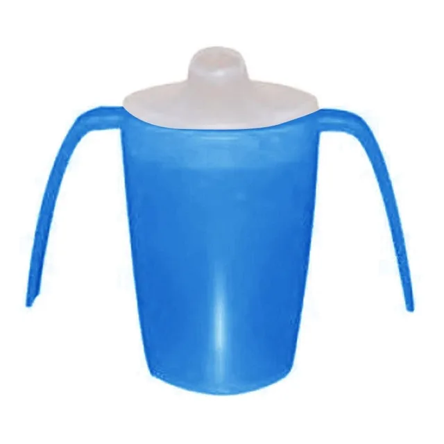 SUNDO Hrnek se dvěma uchy, víčko na pití a řídké pokrmy, 220 ml, modrá