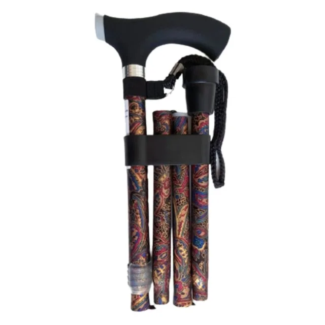 SUNDO Skládací podpůrná hůl se silikonovou rukojetí, 85 - 95 cm, orientální zlatá