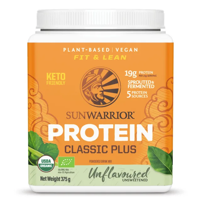 Sunwarrior Classic Plus Organic Protein Unflavoured, protein, neochucený, BIO, 375 g