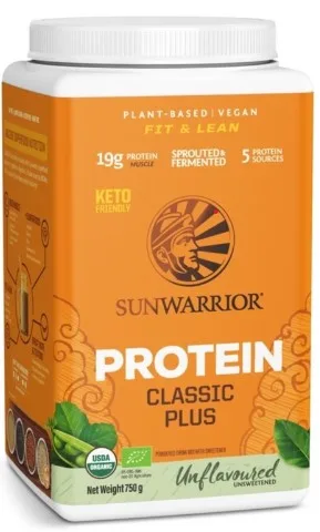 Sunwarrior Classic Plus Organic Protein Unflavoured, protein, neochucený, BIO, 750 g