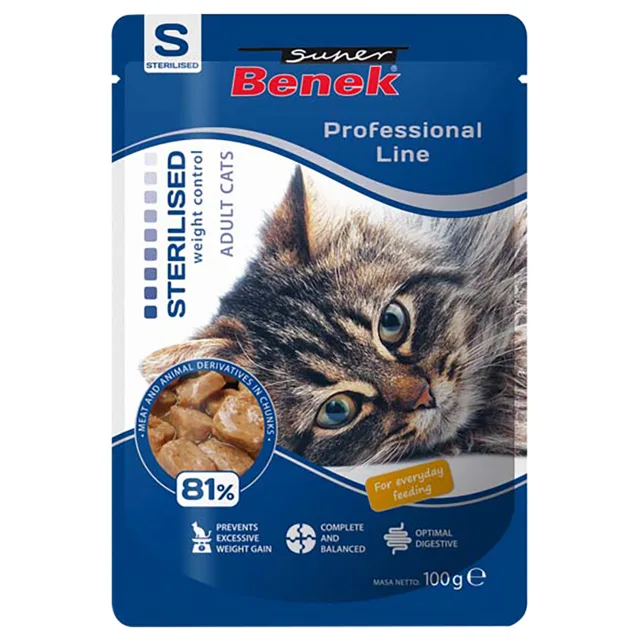 Super Benek Professional Line Sterilized Adult 24 x 100 g - drůbeží