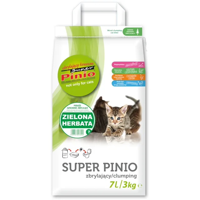 Super Pinio stelivo pro kočky Green Tea - výhodné balení: 2 x 7 litrů (cca 5 kg)