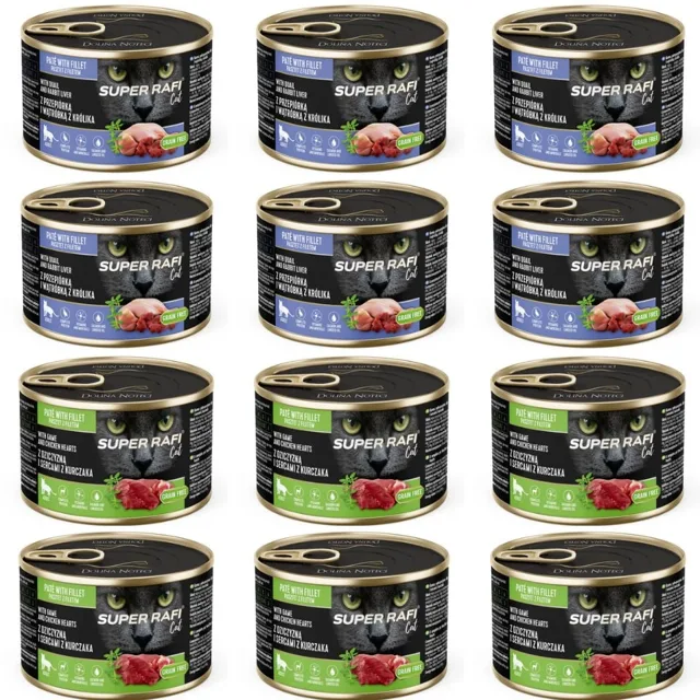 SUPER RAFI Cat Mix 2 příchutě 12x185g mokré krmivo pro kočky