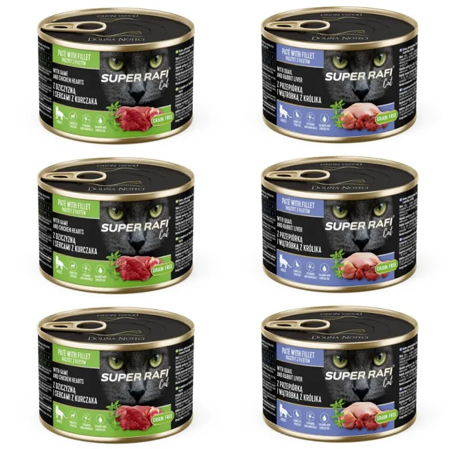 SUPER RAFI Cat Mix 2 příchutě 6x185g konzervy pro kočky