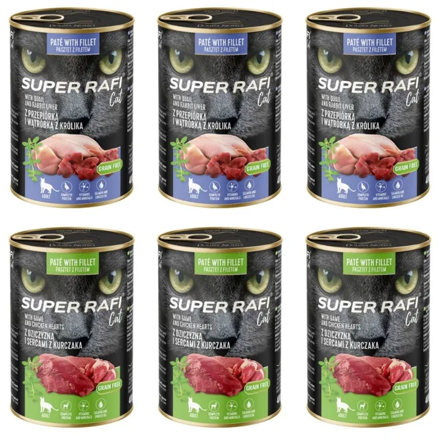 SUPER RAFI Cat Mix 2 příchutě 6x400g mokré krmivo pro kočky
