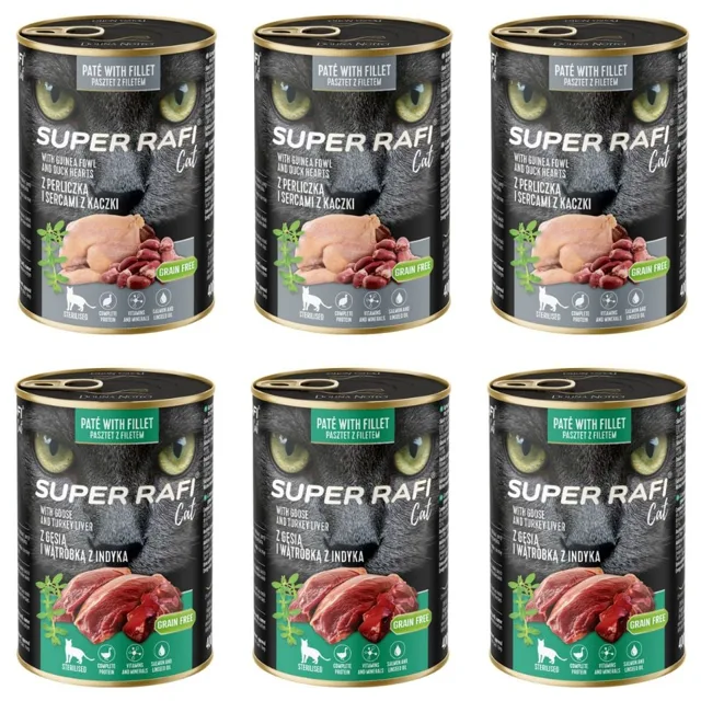 SUPER RAFI Cat Mix 2 příchutě 6x400g mokré krmivo pro sterilizované kočky