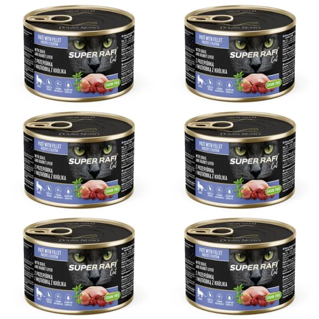 SUPER RAFI Cat s křepelčími a králičími játry 6x185g konzervy pro kočky