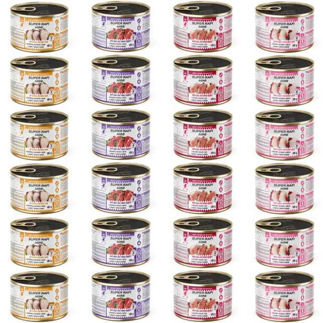 SUPER RAFI Mini Mix 4 Chutě 24x185g konzervy pro psy malých plemen