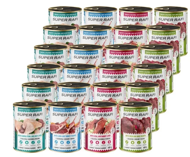 SUPER RAFI Mix příchutí 24x400 g krmivo pro psy