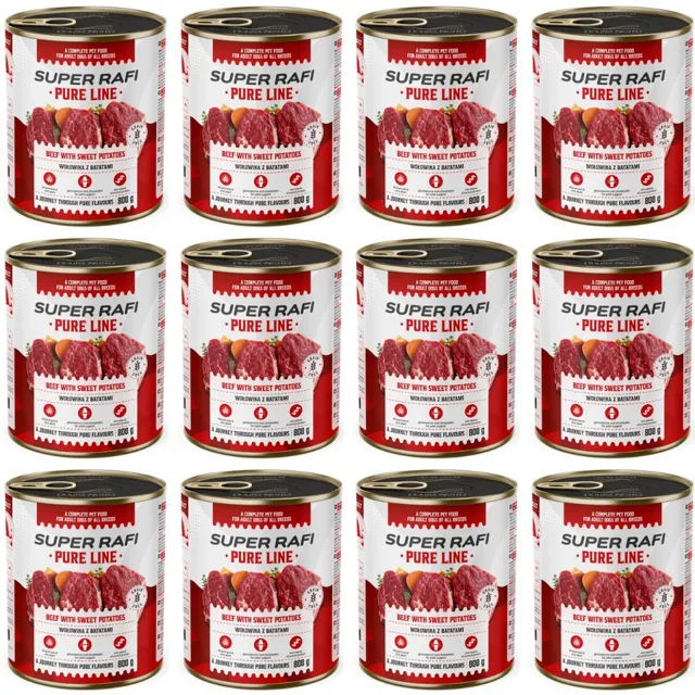 SUPER RAFI Pure Line hovězí s batáty 12x800g konzervy pro psy