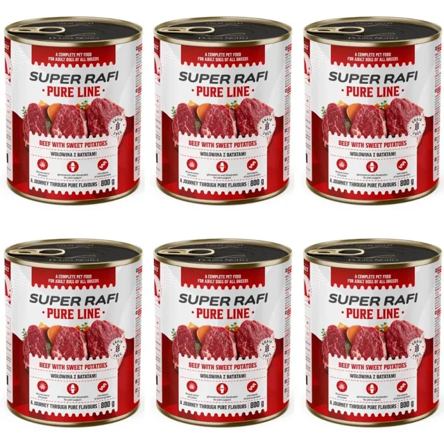 SUPER RAFI Pure Line hovězí s batáty 6x800g konzervy pro psy
