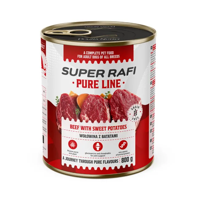 SUPER RAFI Pure Line hovězí s batáty 800g konzerva pro psy