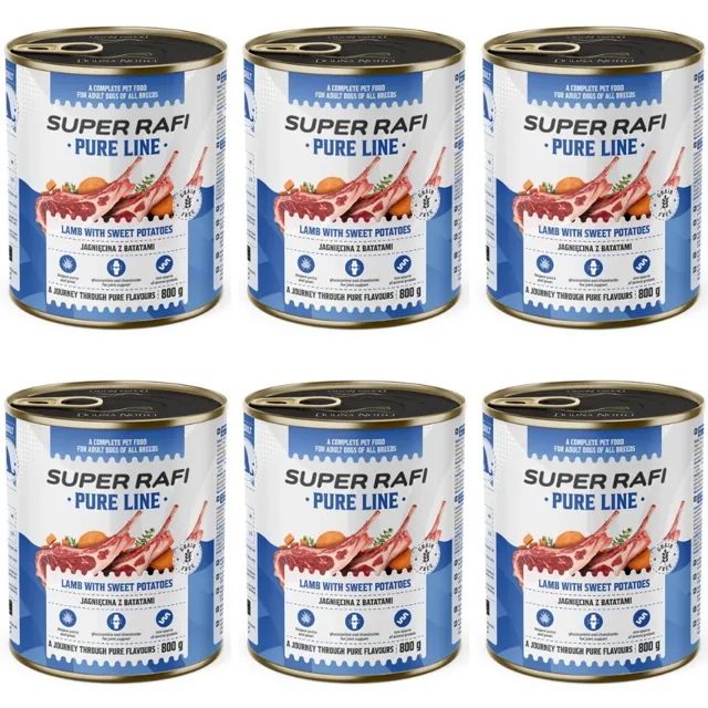 SUPER RAFI Pure Line jehněčí s batáty 6x800g konzervy pro psy