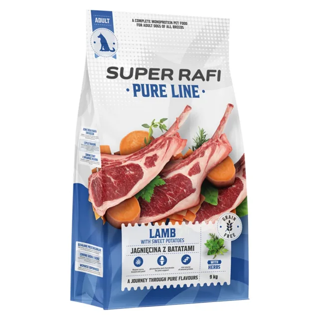 SUPER RAFI Pure Line Jehněčí s batáty 9 kg granule pro psy