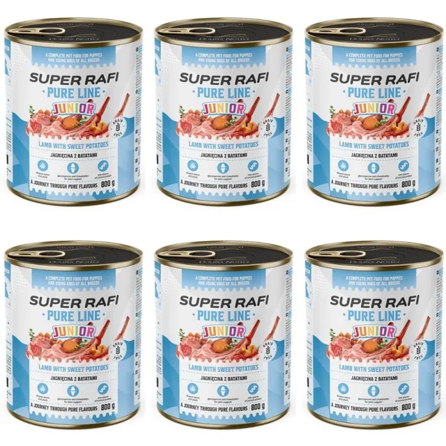 SUPER RAFI Pure Line Junior jehněčí s batáty 6x800g konzervy pro štěňata a mladé psy